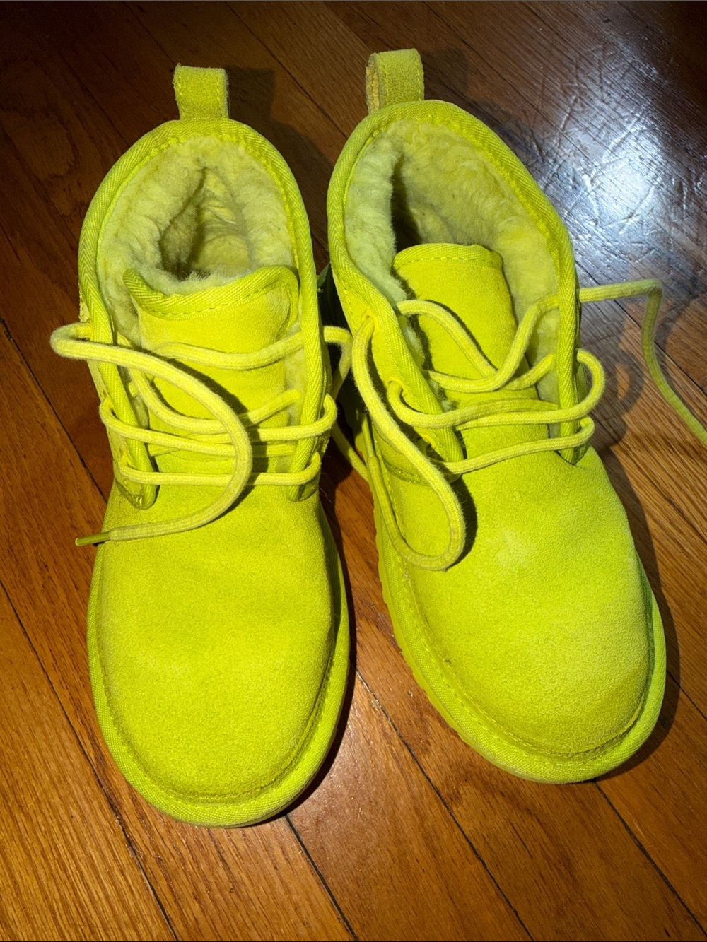 UGG Bright Yellow Suede Lace-Up Ankle Boots